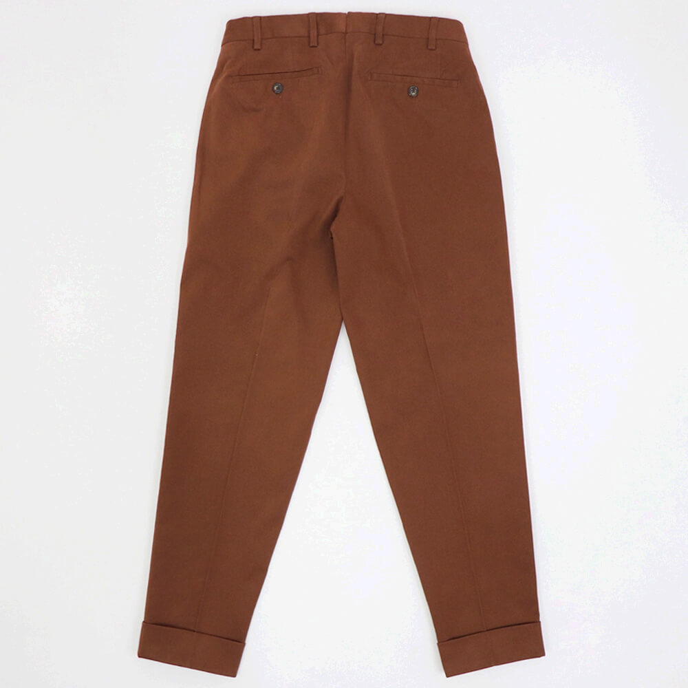 BORELIO（ボレリオ）ワンプリーツ テーパード コットンパンツ【ブリック】国内正規品