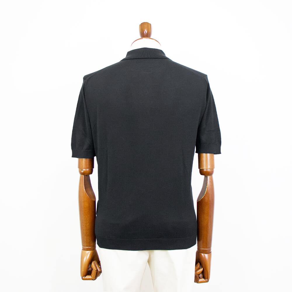 JOHN SMEDLEY（ジョンスメドレー）EASY FIT ISIS SHIRT FC SS シーアイランド コットン 30ゲージ 半袖 ニット ポロシャツ【ブラック】国内正規品
