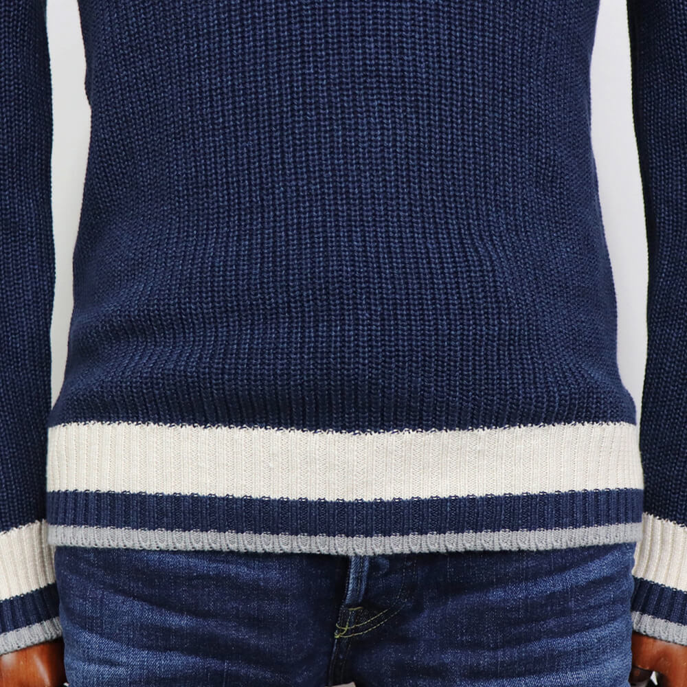 GRAN SASSO（グランサッソ）コットンリネン チルデンニット【ネイビー】国内正規品