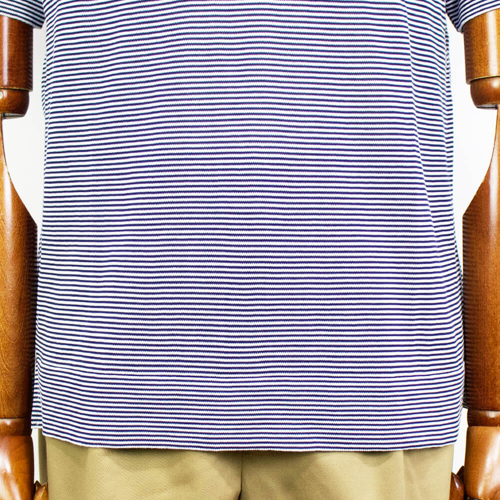 Blu Bre（ブルブレ）ボーダー柄 スキッパー コットンニット ポロシャツ【ホワイト×ネイビー】国内正規品