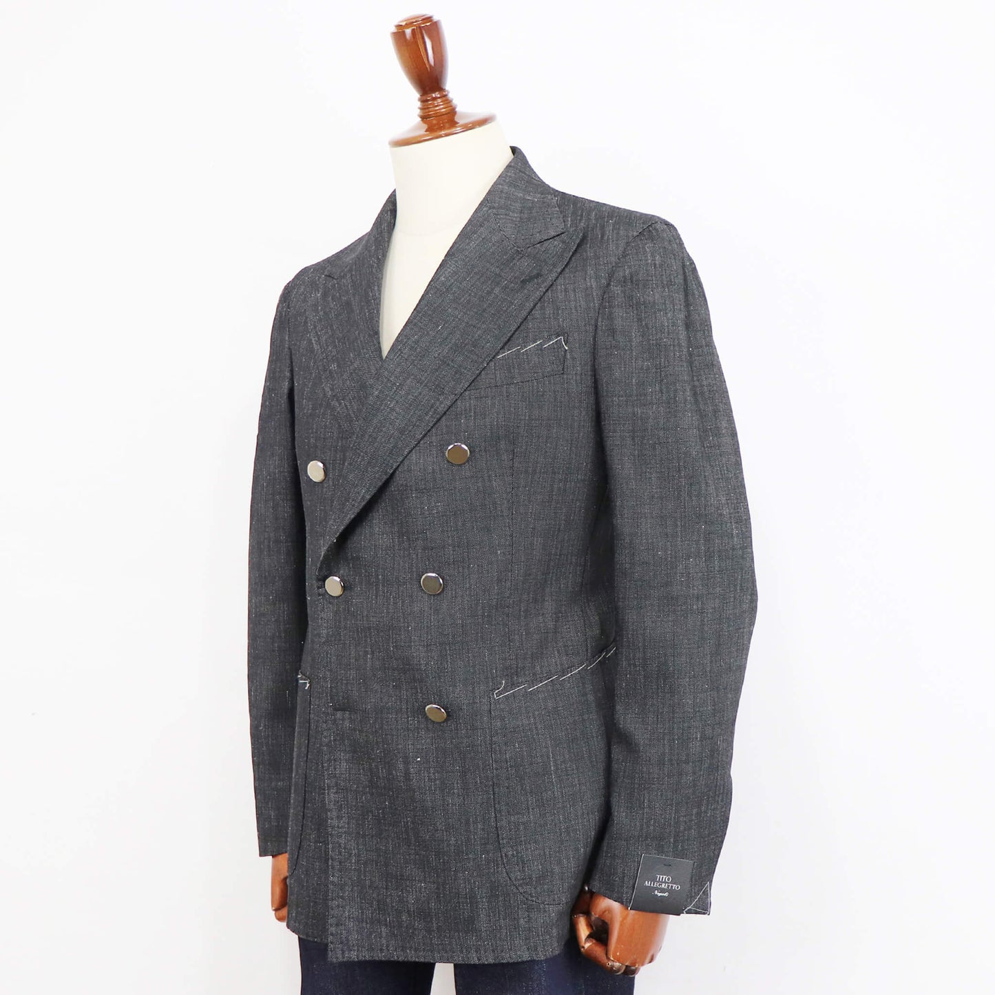 TITO ALLEGRETTO（ティト アレグレット）ダブルブレスト ジャケット ウールリネンコットン ジャケット【ブラック】国内正規品