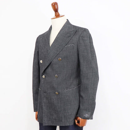 TITO ALLEGRETTO（ティト アレグレット）ダブルブレスト ジャケット ウールリネンコットン ジャケット【ブラック】国内正規品