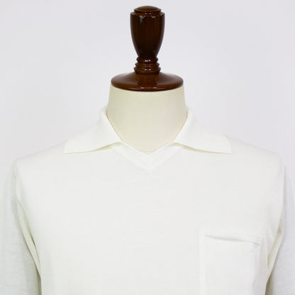 Blu Bre（ブルブレ）ポケット付き スキッパー コットンニット ポロシャツ【オフホワイト】国内正規品