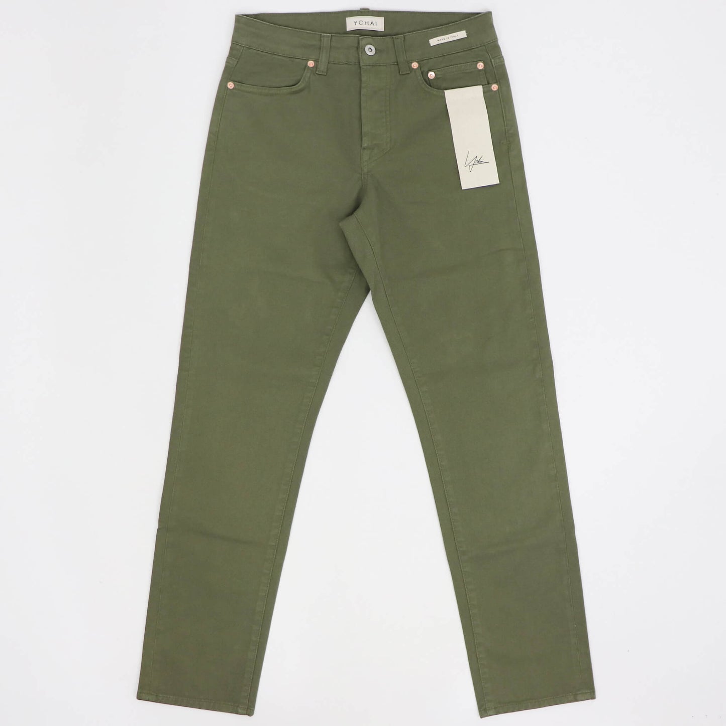 YCHAI（イカイ）EDMUNDO / エドモンド 製品染め ストレッチ コットンパンツ【ミリタリーグリーン】国内正規品