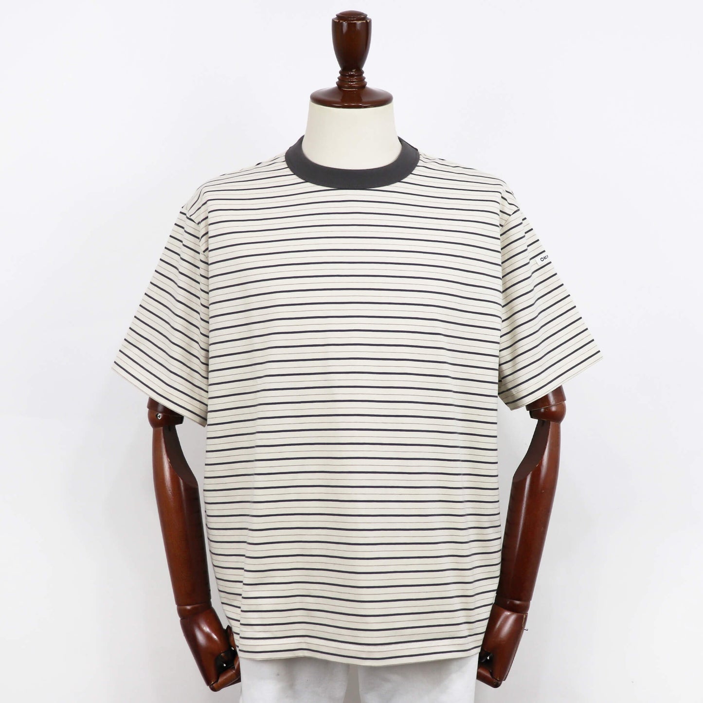 ORCIVAL（オーシバル）コットン ストレッチ クルーネック 半袖Tシャツ【アイボリー×グレー×ベージュ】国内正規品