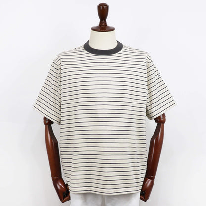 ORCIVAL（オーシバル）コットン ストレッチ クルーネック 半袖Tシャツ【アイボリー×グレー×ベージュ】国内正規品