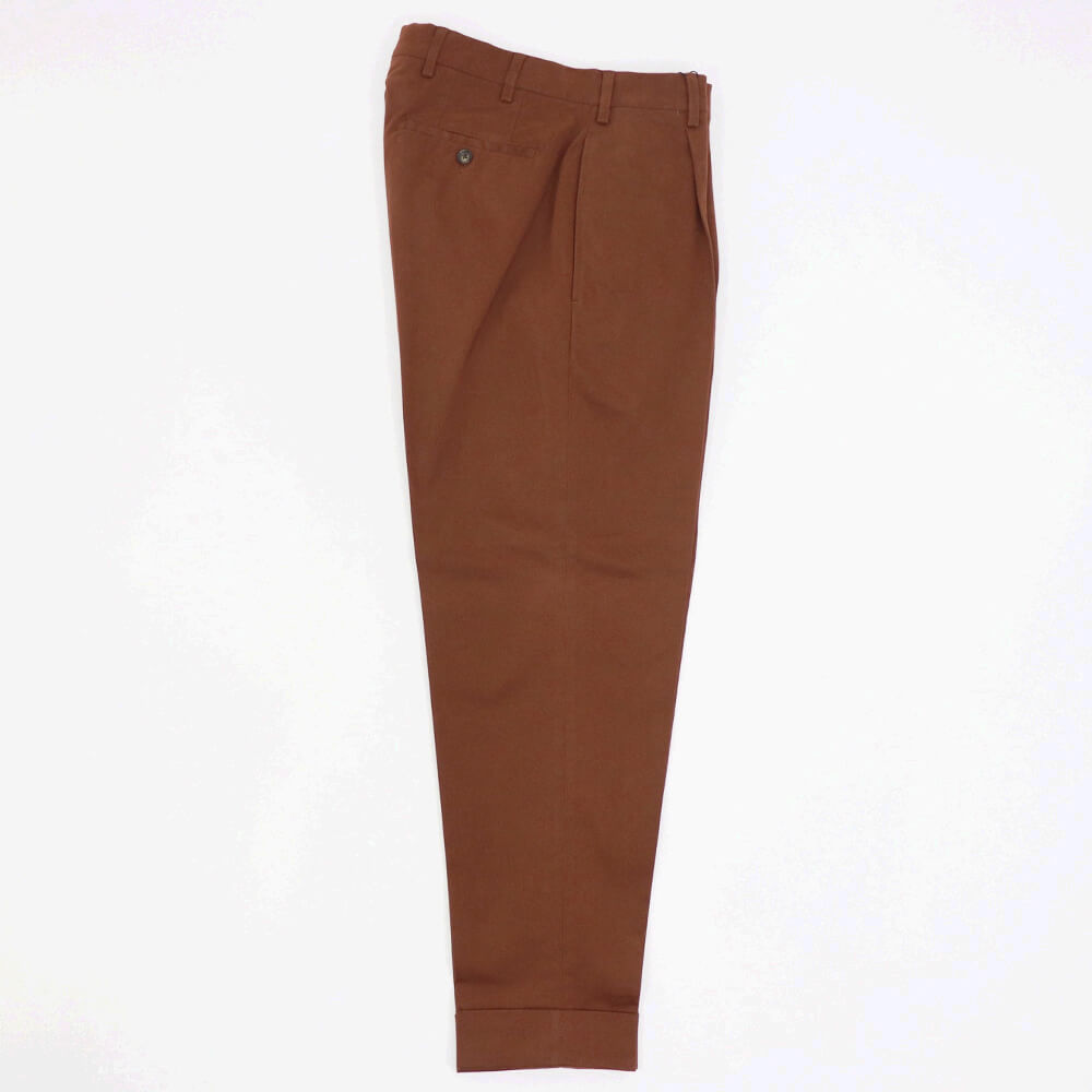 BORELIO（ボレリオ）ワンプリーツ テーパード コットンパンツ【ブリック】国内正規品