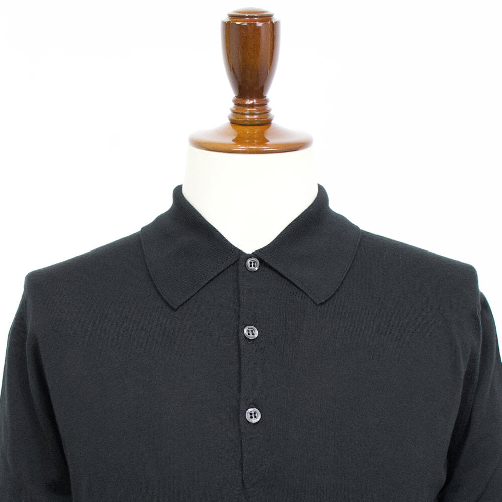 JOHN SMEDLEY（ジョンスメドレー）EASY FIT ISIS SHIRT FC SS シーアイランド コットン 30ゲージ 半袖 ニット ポロシャツ【ブラック】国内正規品