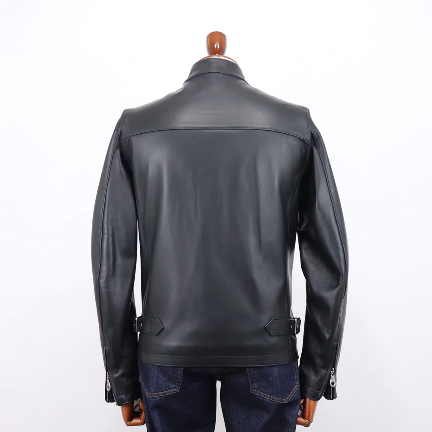 CINQUANTA（チンクワンタ）STAND COLLAR SINGLE RIDERS スタンドカラー シングル ライダース ジャケット シルバージップ【ブラック】国内正規品