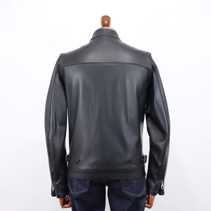 CINQUANTA（チンクワンタ）STAND COLLAR SINGLE RIDERS スタンドカラー シングル ライダース ジャケット シルバージップ【ブラック】国内正規品