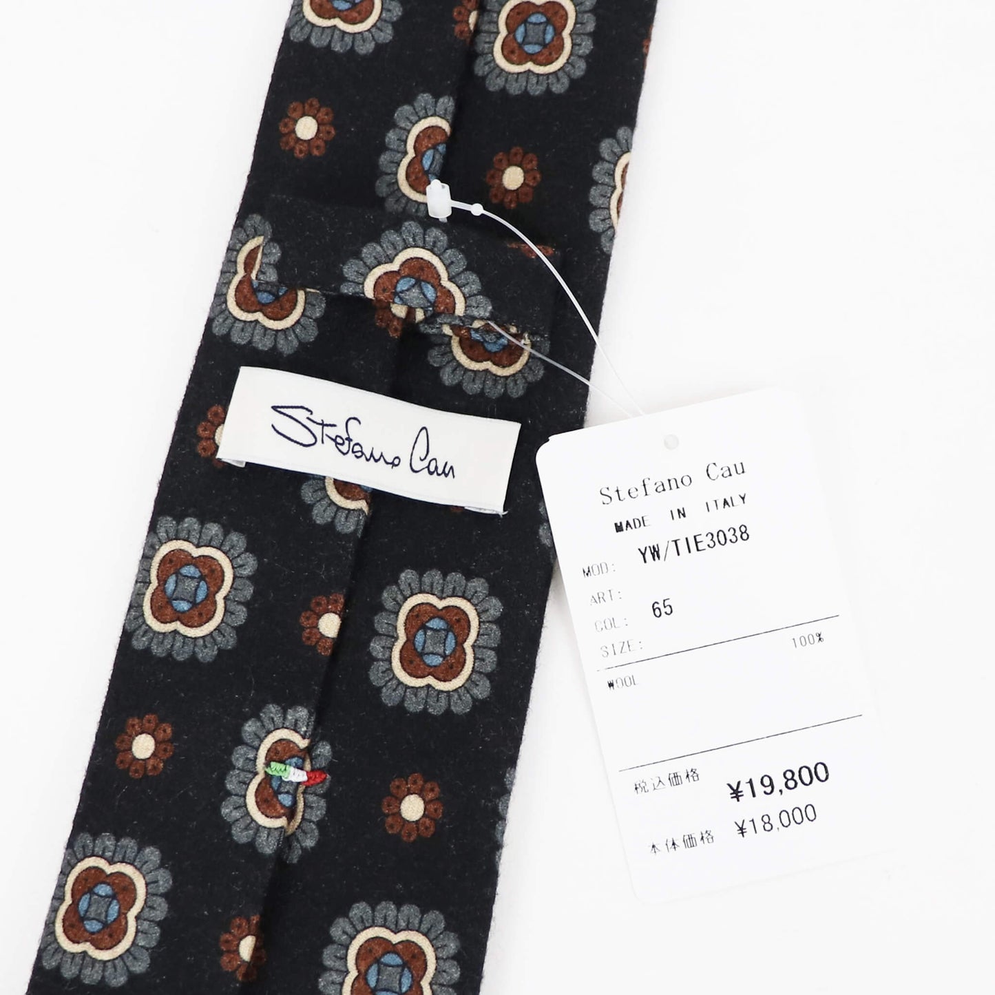 Stefano Cau（ステファノカウ）小紋柄 ウールタイ【ネイビーベース】国内正規品