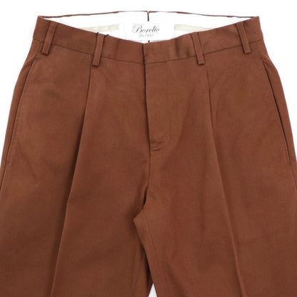 BORELIO（ボレリオ）ワンプリーツ テーパード コットンパンツ【ブリック】国内正規品