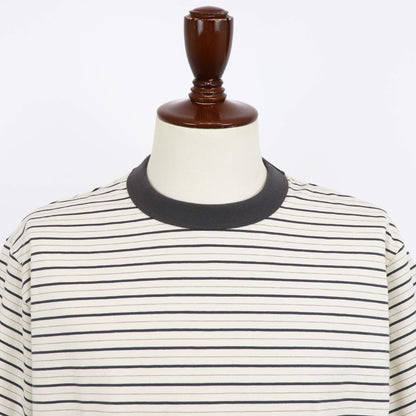ORCIVAL（オーシバル）コットン ストレッチ クルーネック 半袖Tシャツ【アイボリー×グレー×ベージュ】国内正規品