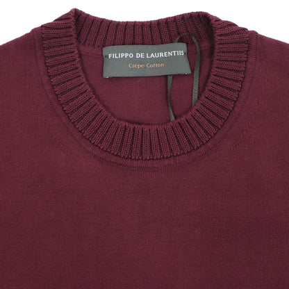 FILIPPO DE LAURENTIIS（フィリッポ デ ローレンティス）クレープコットン ハイゲージ クルーネック ニットT【ボルドー】国内正規品