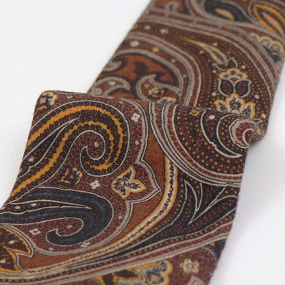 Stefano Cau（ステファノカウ）ペイズリー柄 ウールタイ【ブラウンベース】国内正規品