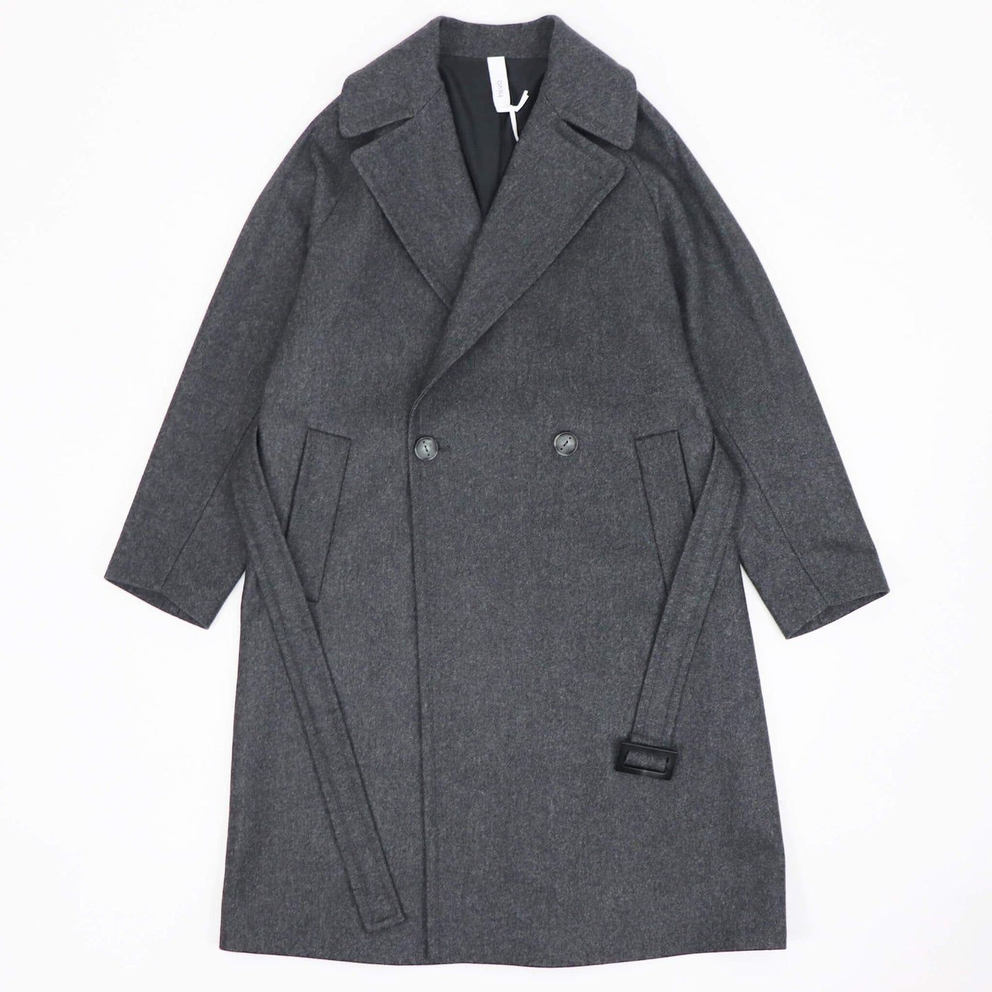 hevo（イーヴォ）BRINDISI ブリンディジ ダブルブレスト ベルテッド ウール コート【チャコールグレー】国内正規品