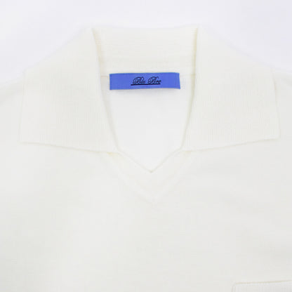 Blu Bre（ブルブレ）ポケット付き スキッパー コットンニット ポロシャツ【オフホワイト】国内正規品