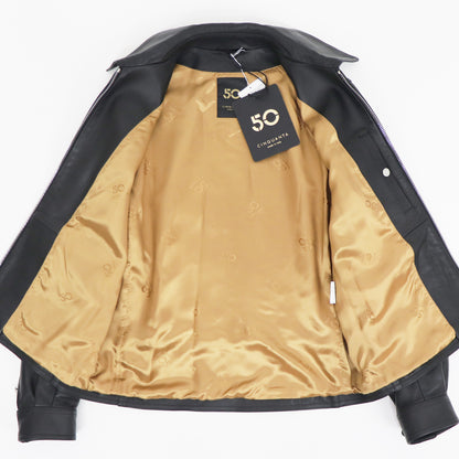 CINQUANTA（チンクワンタ）G8 Type FLIGHTBLOUSON レザージャケット シルバージップ【ブラック】国内正規品