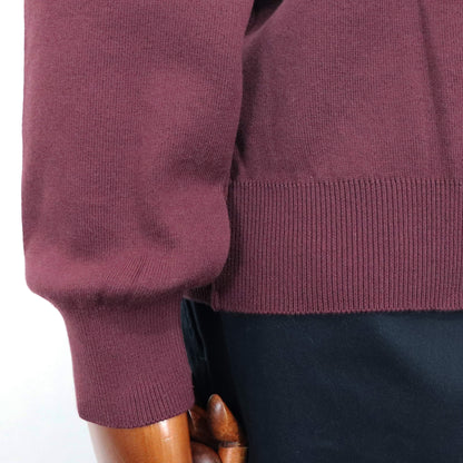 Vandori（ヴァンドリ）コットン100% ガゼット クルーネックロングスリーブ ニット【ボルドー】国内正規品