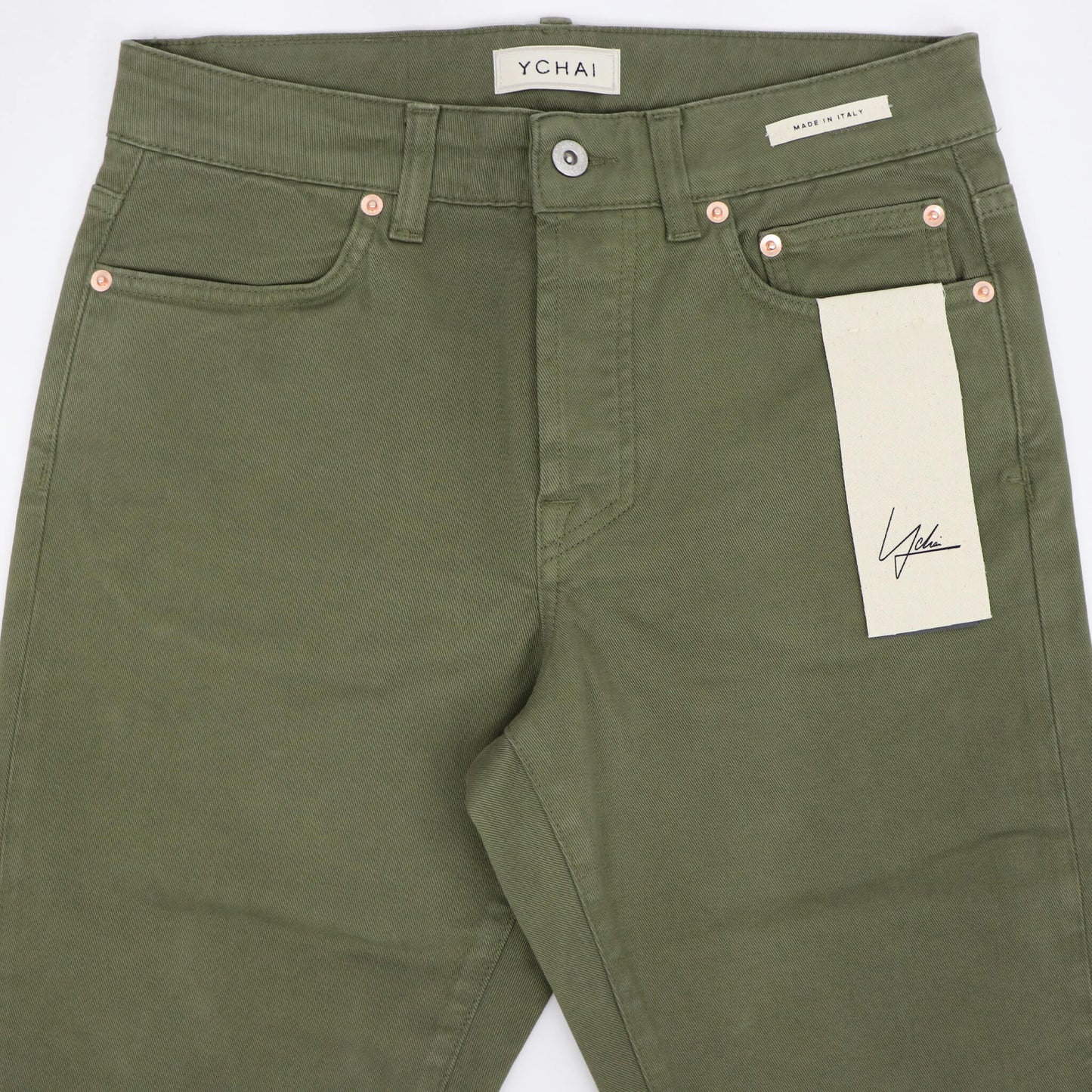 YCHAI（イカイ）EDMUNDO / エドモンド 製品染め ストレッチ コットンパンツ【ミリタリーグリーン】国内正規品