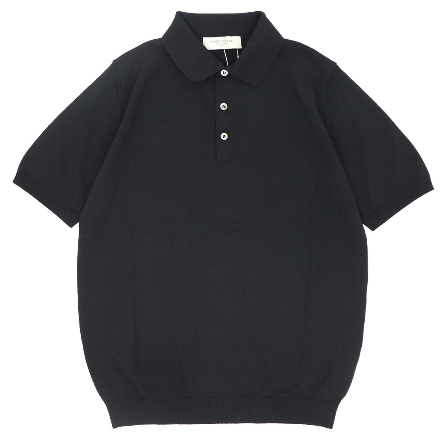 MOONCASTLE（ムーンキャッスル）ICE COTTON POLO NECK アイスコットン ニット ポロシャツ【ブラック】国内正規品