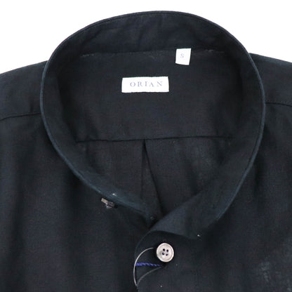 ORIAN（オリアン）バンドカラー コットンリネンシャツ【ブラック】国内正規品