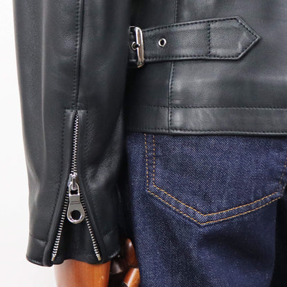 CINQUANTA（チンクワンタ）STAND COLLAR SINGLE RIDERS スタンドカラー シングル ライダース ジャケット シルバージップ【ブラック】国内正規品