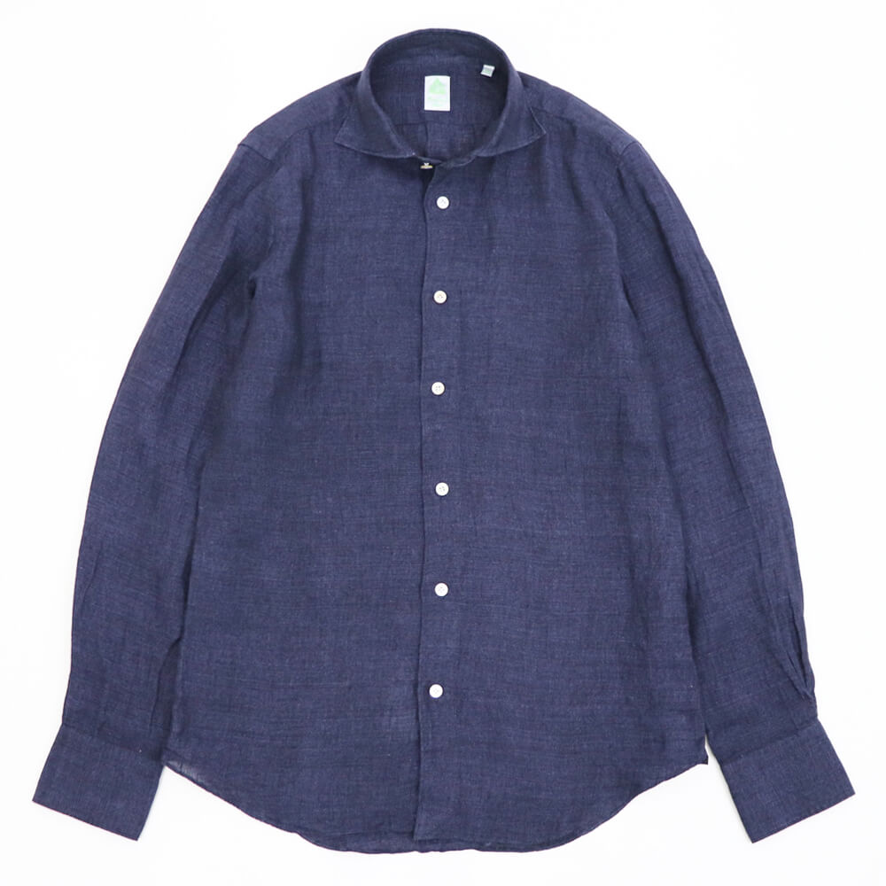 Finamore（フィナモレ）SIMONE / BALI リネン シャツ【ネイビー】国内正規品