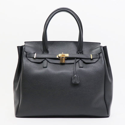 CAVALLERESCO（カヴァレレスコ）シュリンクレザー 被せ付き ボストンバッグ【ブラック×ゴールド】国内正規品