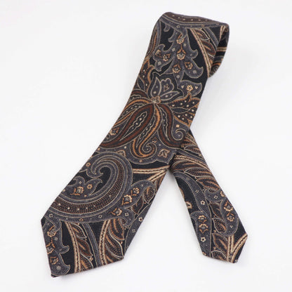 Stefano Cau（ステファノカウ）ペイズリー柄 ウールタイ【ブラックベース】国内正規品