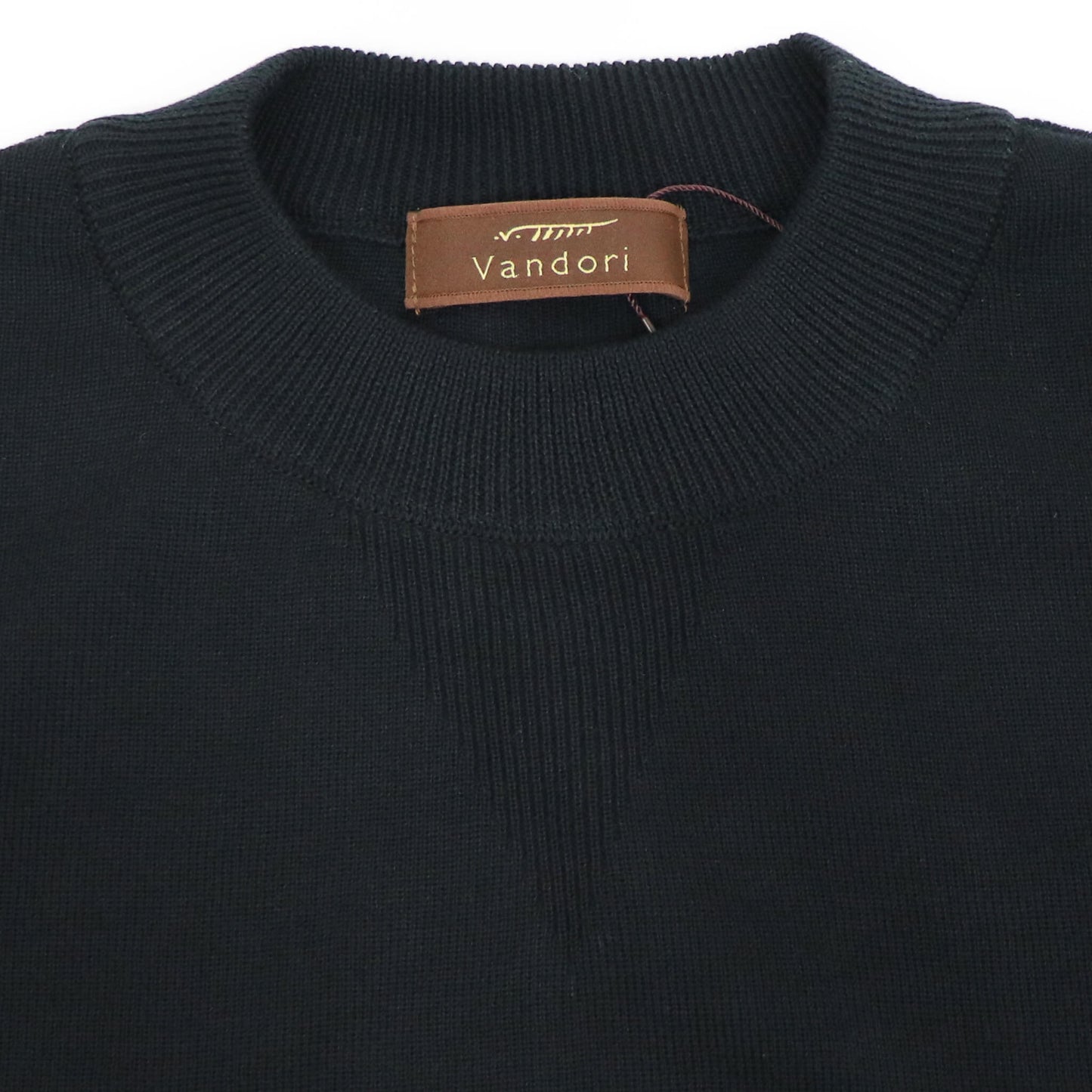 Vandori（ヴァンドリ）コットン100% ガゼット クルーネックロングスリーブ ニット【ブラック】国内正規品