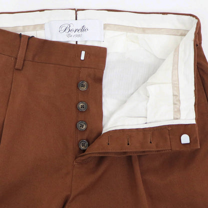 BORELIO（ボレリオ）ワンプリーツ テーパード コットンパンツ【ブリック】国内正規品