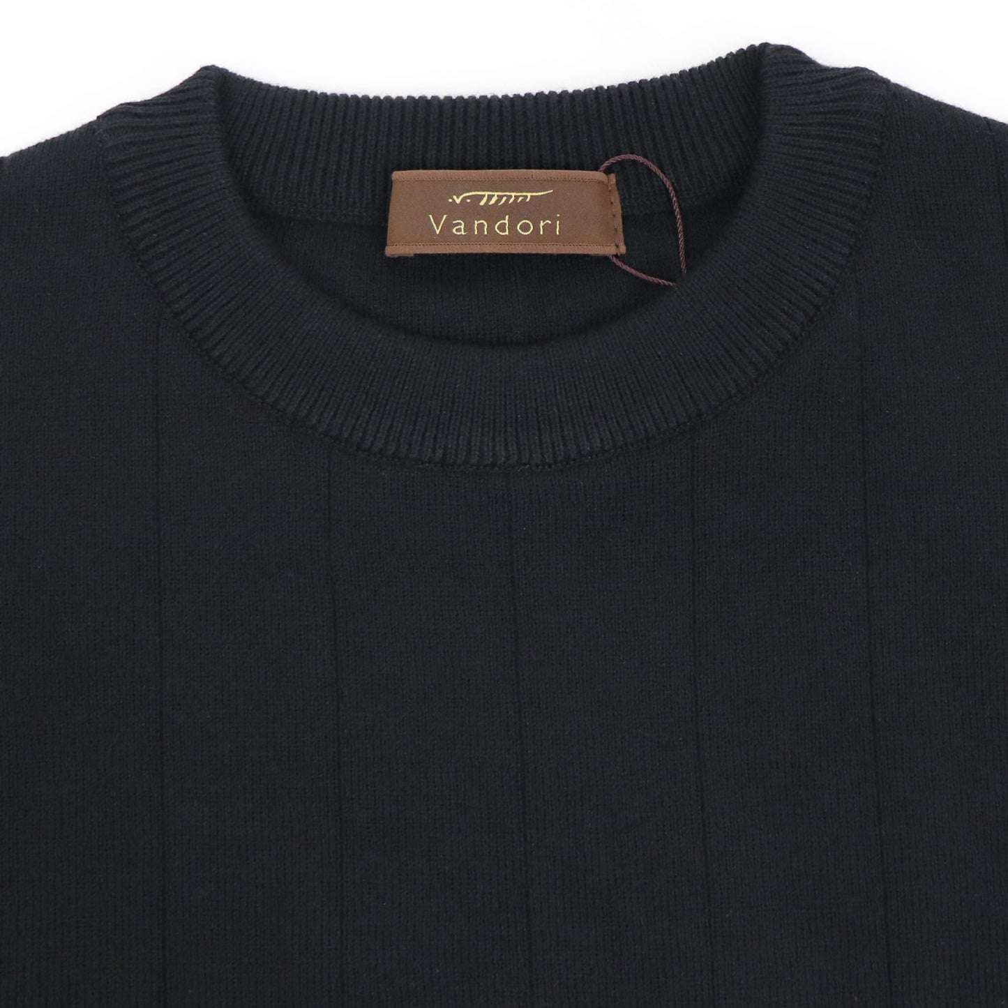 Vandori（ヴァンドリ）コットンカシミヤ針抜き クルーネックニット【ブラック】国内正規品