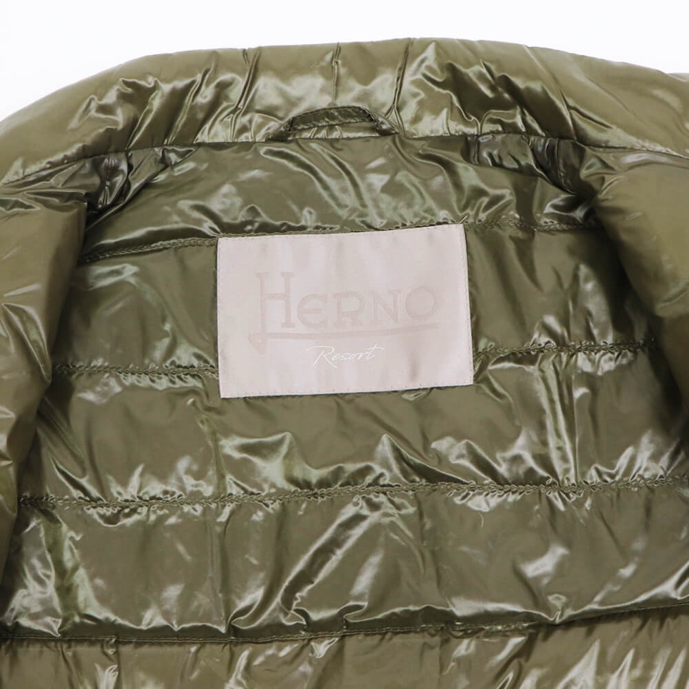 HERNO（ヘルノ）Resort ライダース ナイロン ウルトラライト ダウンブルゾン【カーキ】国内正規品
