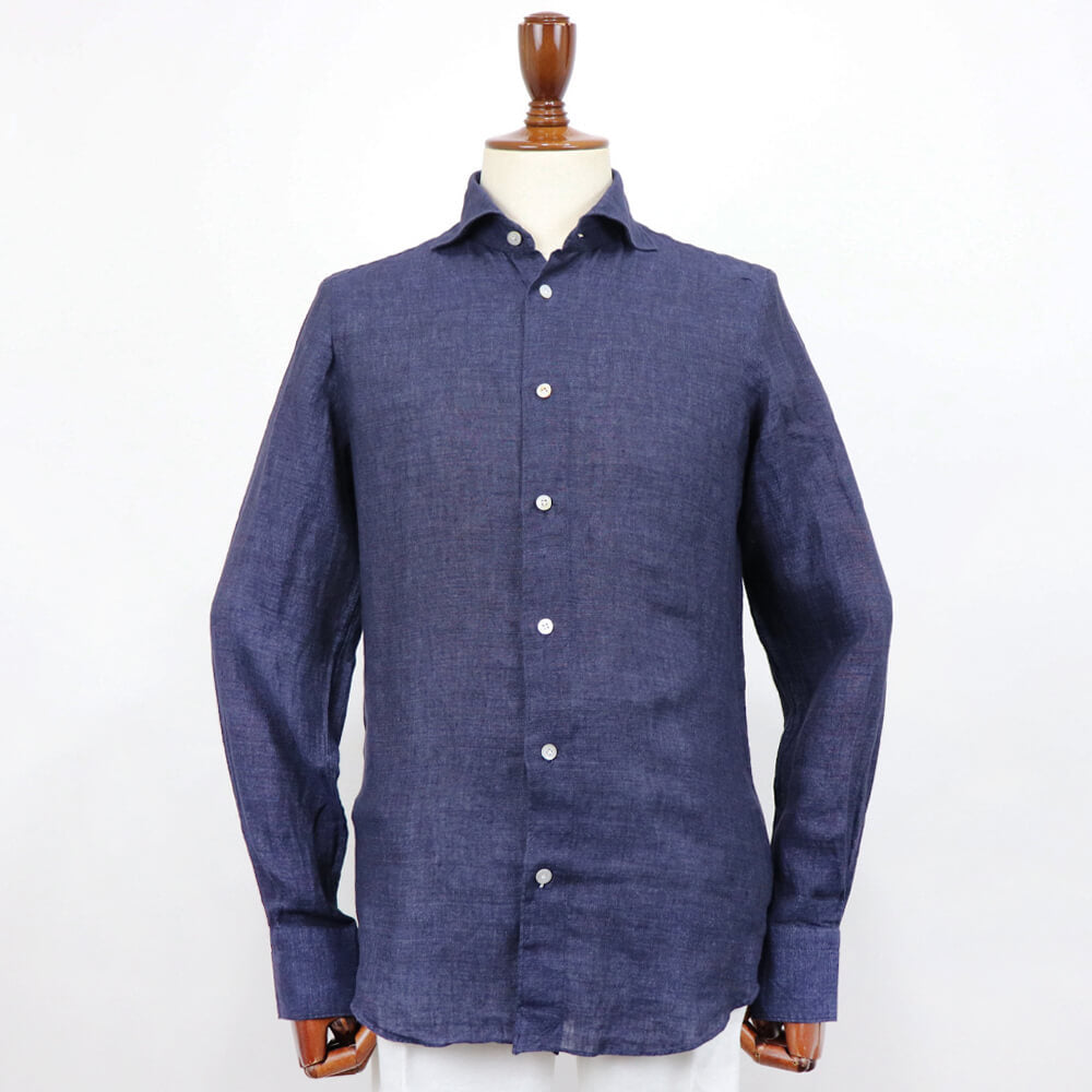 Finamore（フィナモレ）SIMONE / BALI リネン シャツ【ネイビー】国内正規品