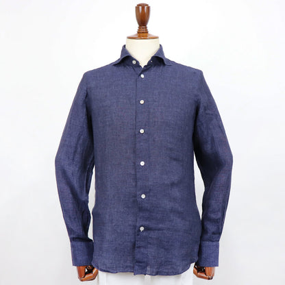 Finamore（フィナモレ）SIMONE / BALI リネン シャツ【ネイビー】国内正規品