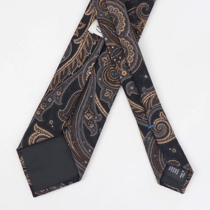 Stefano Cau（ステファノカウ）ペイズリー柄 ウールタイ【ブラックベース】国内正規品