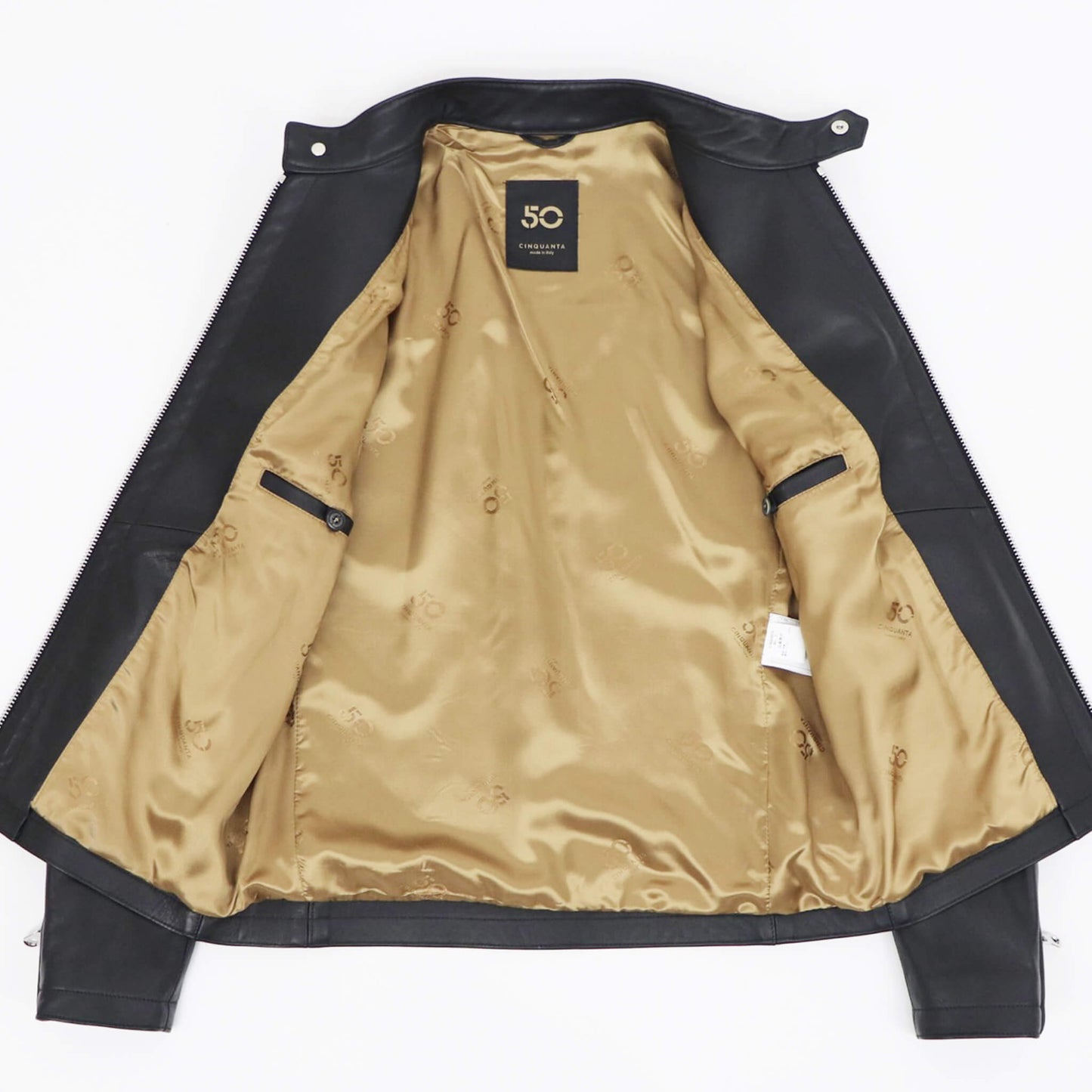 CINQUANTA（チンクワンタ）STAND COLLAR SINGLE RIDERS スタンドカラー シングル ライダース ジャケット シルバージップ【ブラック】国内正規品