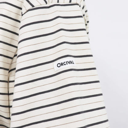 ORCIVAL（オーシバル）コットン ストレッチ クルーネック 半袖Tシャツ【アイボリー×グレー×ベージュ】国内正規品