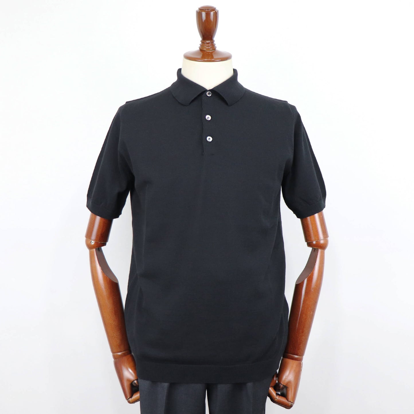 MOONCASTLE（ムーンキャッスル）ICE COTTON POLO NECK アイスコットン ニット ポロシャツ【ブラック】国内正規品