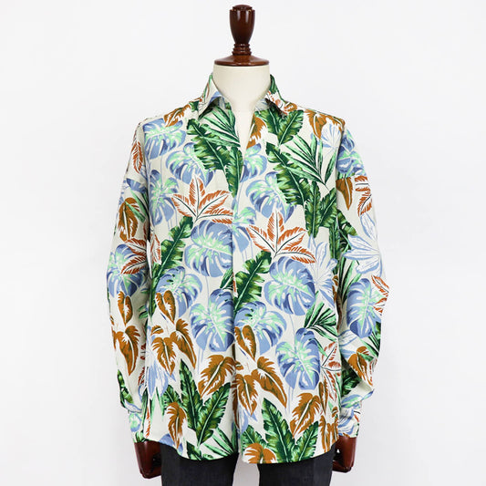 COLONY CLOTHING（コロニークロージング）POOL SIDE SHIRT プールサイドシャツ アロハ【ホワイト リーフ柄】国内正規品