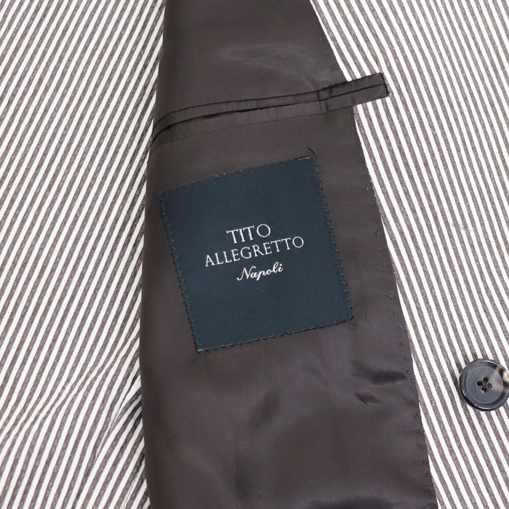 TITO ALLEGRETTO（ティト アレグレット）ダブルブレスト ジャケット シアサッカー【ブラウン×ホワイト】国内正規品