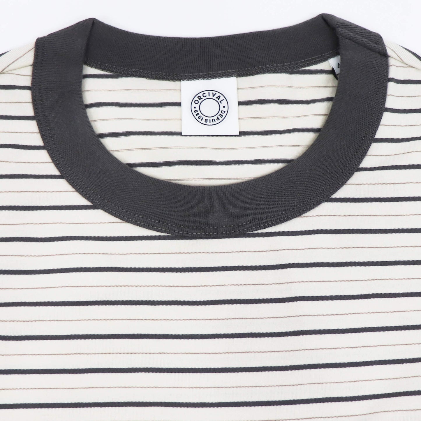ORCIVAL（オーシバル）コットン ストレッチ クルーネック 半袖Tシャツ【アイボリー×グレー×ベージュ】国内正規品