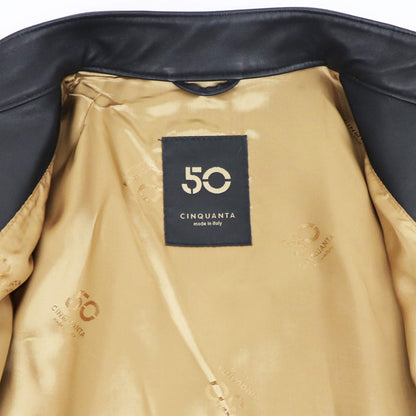 CINQUANTA（チンクワンタ）STAND COLLAR SINGLE RIDERS スタンドカラー シングル ライダース ジャケット シルバージップ【ブラック】国内正規品