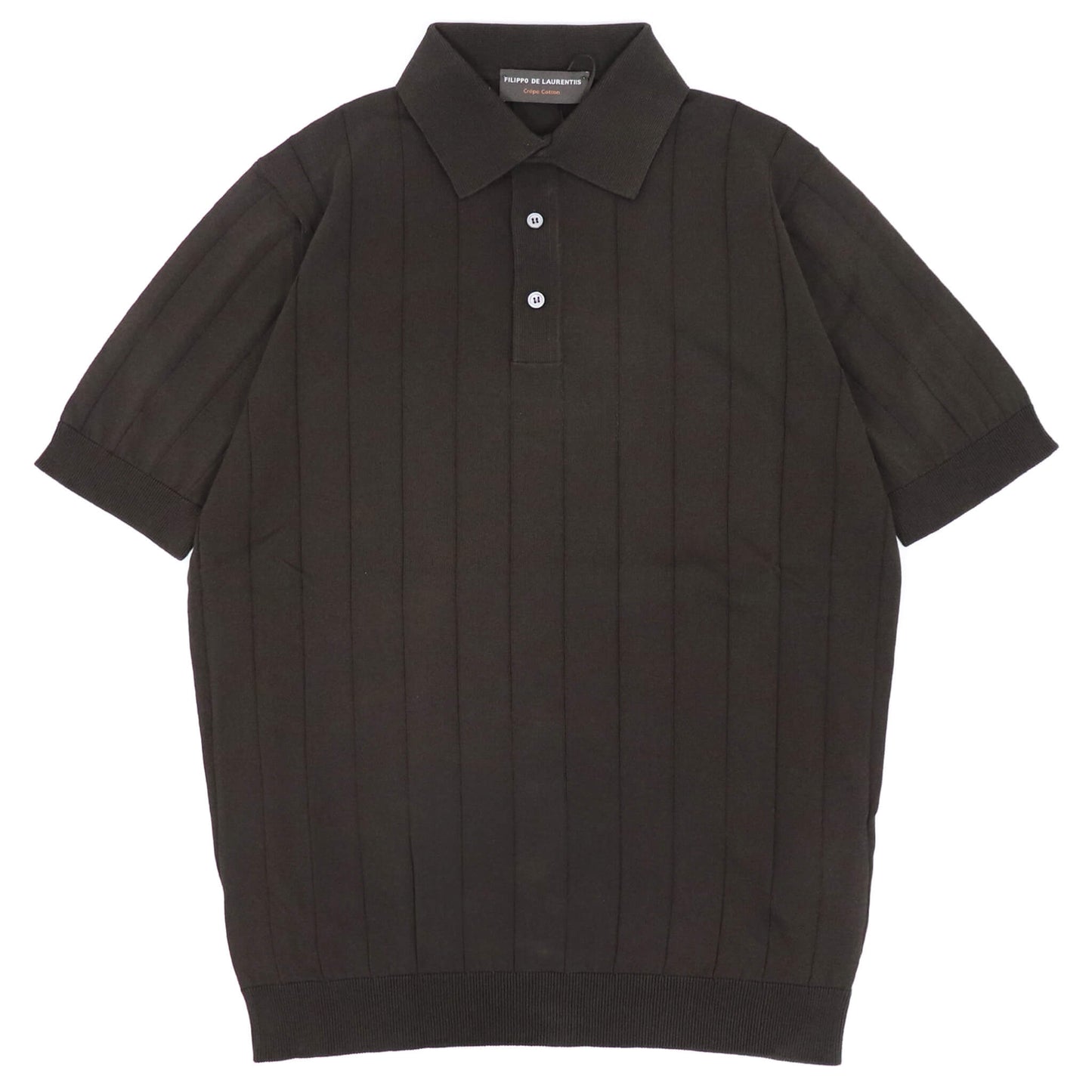FILIPPO DE LAURENTIIS（フィリッポ デ ローレンティス）クレープコットン リブニット ポロシャツ【ブラウン】国内正規品