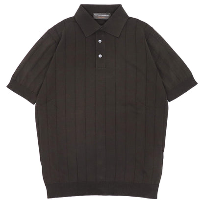 FILIPPO DE LAURENTIIS（フィリッポ デ ローレンティス）クレープコットン リブニット ポロシャツ【ブラウン】国内正規品