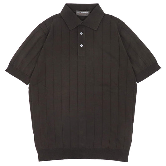 FILIPPO DE LAURENTIIS（フィリッポ デ ローレンティス）クレープコットン リブニット ポロシャツ【ブラウン】国内正規品