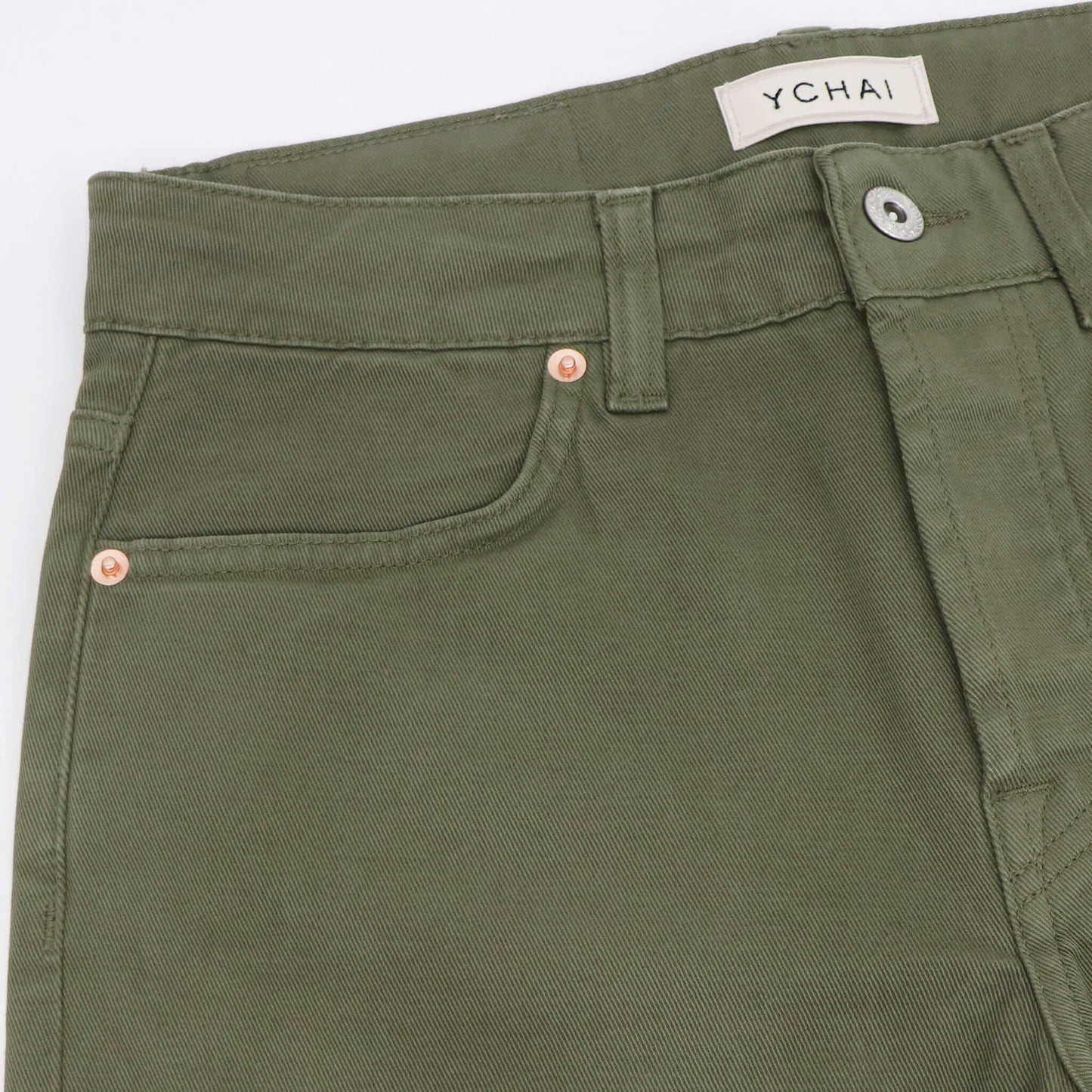 YCHAI（イカイ）EDMUNDO / エドモンド 製品染め ストレッチ コットンパンツ【ミリタリーグリーン】国内正規品