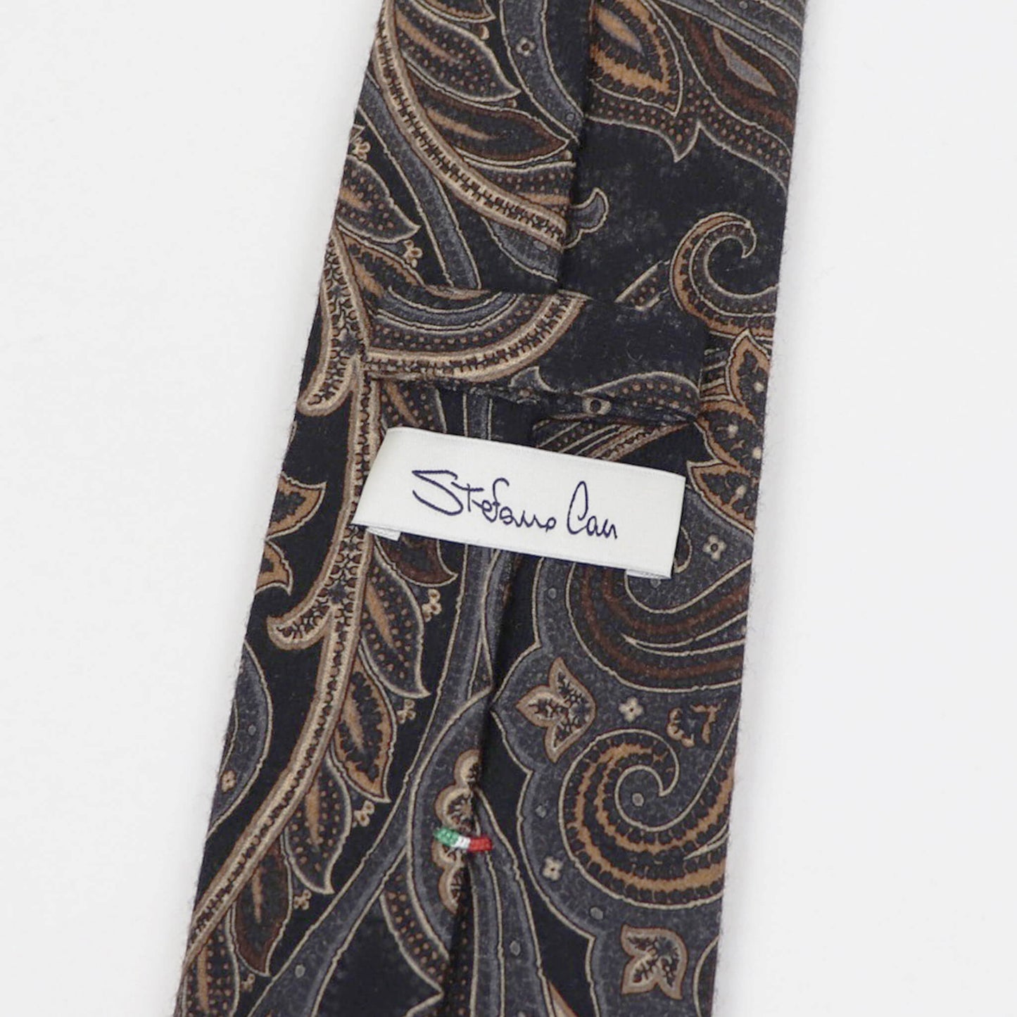 Stefano Cau（ステファノカウ）ペイズリー柄 ウールタイ【ブラックベース】国内正規品