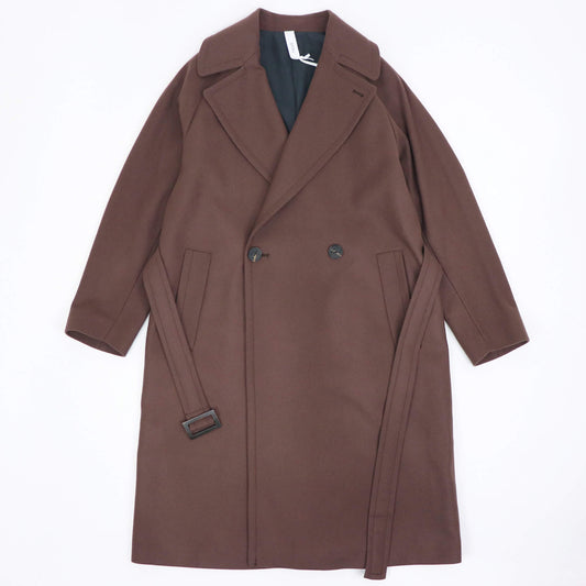 hevo（イーヴォ）BRINDISI ブリンディジ ダブルブレスト ベルテッド ウール コート【ブラウン】国内正規品